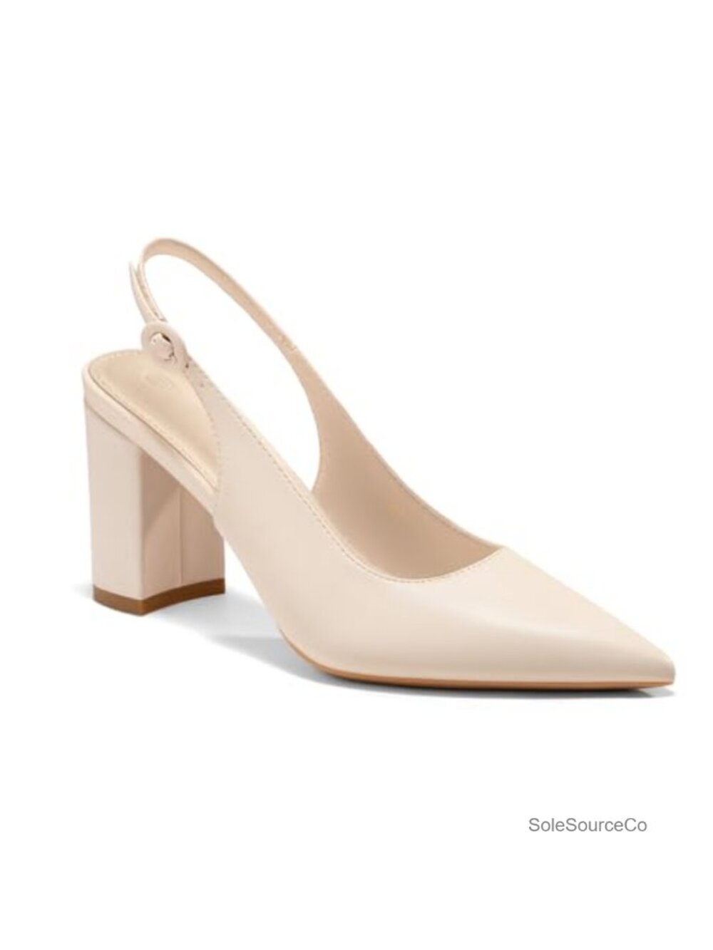 Pointed Toe Block Heel Pumps Slingback Chunky Heel Slip On Work Party Dress